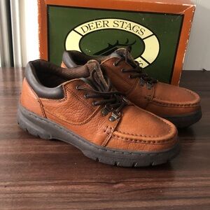 vintage Deer Stags Trailblazers leather moc-toe hiking shoes rugged rubber sole